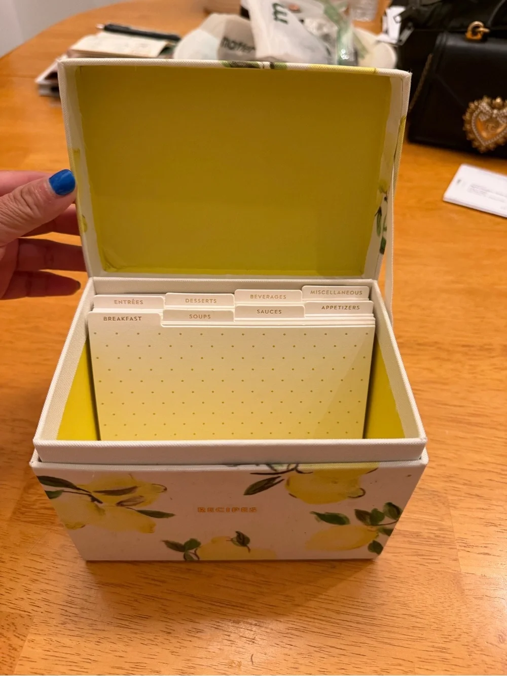 kate spade Lemon Pattern Recipe Box - Yellow, Green, White